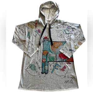 Inoah Royal Paws Abstract Art Long Sleeve Hoodie USA women’s size Large